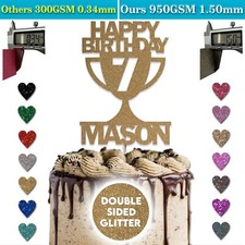 Personalised Football Trophy Birthday Glitter Cake Topper Football Any Name Age