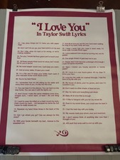  I Love You  in Taylor Swift Lyrics 16x20 Unf...