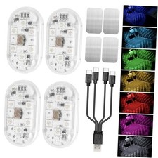 Wireless Car Led Interior Lights 4PCS, 7 Colors Car Ambient Lights Touch