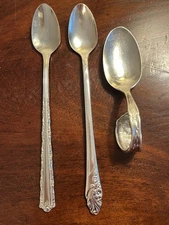 3 Infant/Baby Feeding Spoons, Silverplate & Stainless