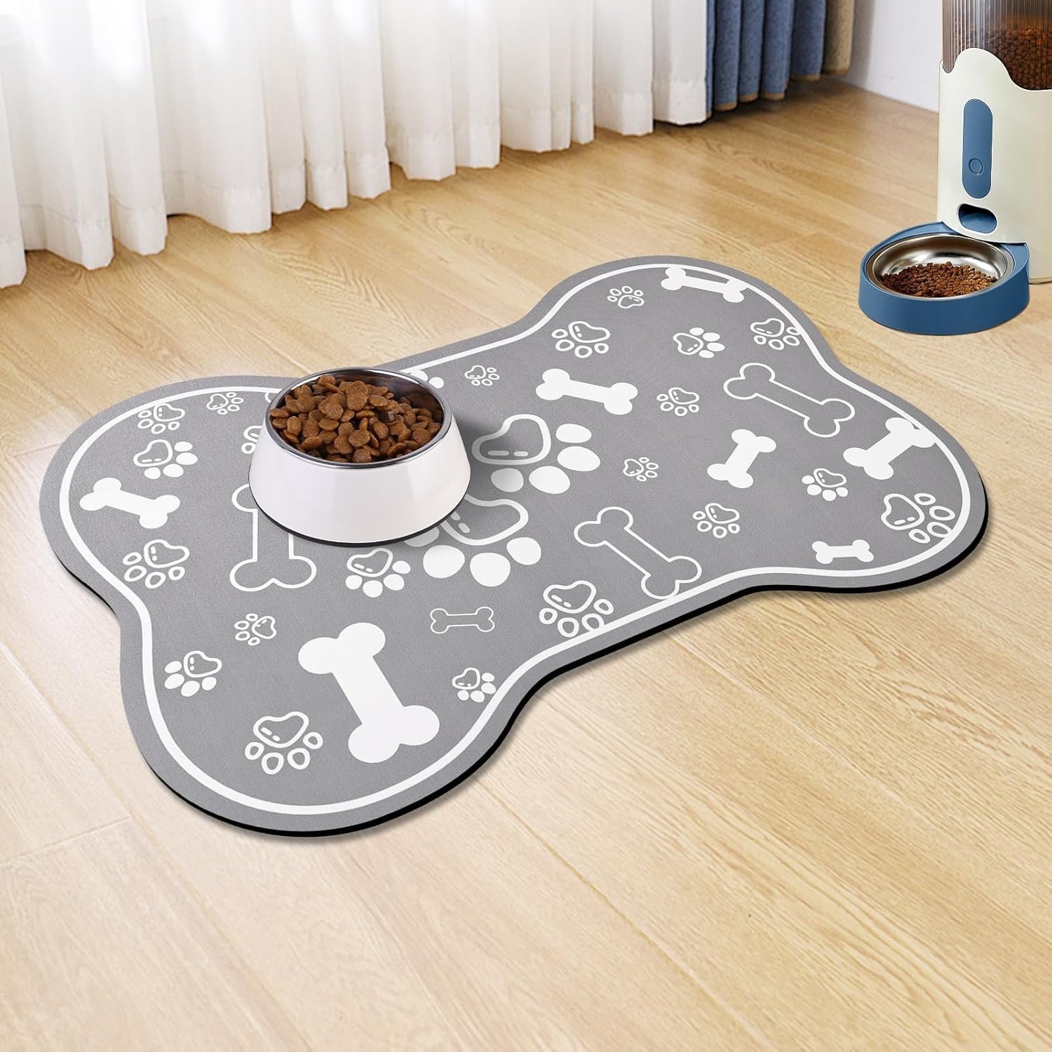 Mat,rapid Absorbent Pet Feeding Mat, Bone Shaped Dog Placemat Water