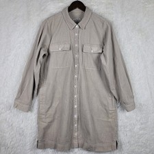 Madewell Women Medium Corduroy Long Sleeve Mini Shirt Dress Beige Preppy