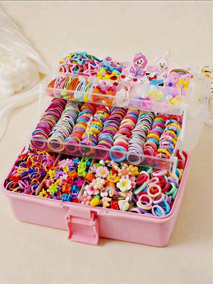 Girls Multicolor Hair Accessories Set w/ Hair Ties. Box Is Not Included!