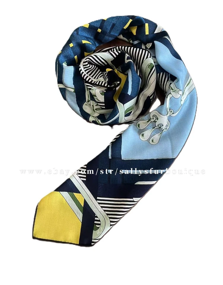 Sallys 70% Cashmere & 30% Silk Wrap Scarf Belt Print Double Face Stole Shawl 53" - Image 2 of 4