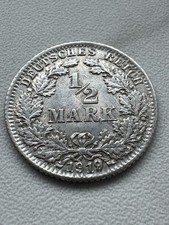 Deutsches Kaiserreich 1/2 Mark 1919 D Silber Original
