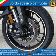 PROFILO ARGENTO BORDO ADESIVO RUOTE MOTO PER HARLEY DAVIDSON 1690 BREAKOUT