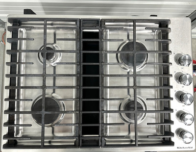 KitchenAid 30 in. Gas Downdraft Cooktop 4 Burners Stainless Steel KCGD500GSS