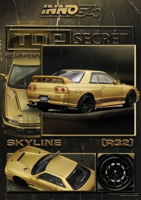 INNO 1:64 TOP SECRET BNR32(650R) Gold Diecast Model Car