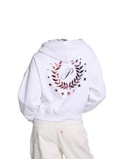 Victoria's Secret PINK Ivy Fleece Campus Full Zip Hoodie White Logo Foil Graphic