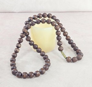 Dark Brown Wooden Bead Mala Necklace Prayer Beads Japa Meditation Strand