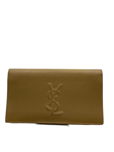 YVES SAINT LAURENT Clutch Bag, Leather, Beige, Plain