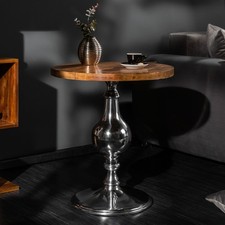 Design Beistelltisch EXTRAVAGANCIA 60cm Mangoholz massiv rund Metall Säulenfuß