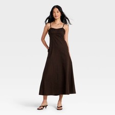Women Cami Gingham Maxi Dress - A New Day Black 4