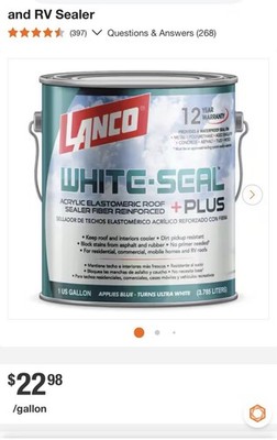 Lanco White-Seal Plus Acrylic Elastomeric Roof Sealer Fiber Reinforced 1 Gal