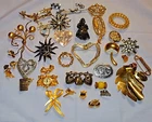 Vintage Costume Jewelry Mixed Lot 30+pc Brooches and Pins