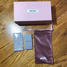 Empty MIU MIU Pink Sunglasses Gift Box 7" x 3.5" x 3.75" Cloth Bag