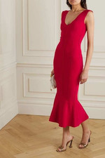 Norma Kamali Grace Dress Size AU/UK XL US M Tiger Red Midi Fishtail Classic NWT