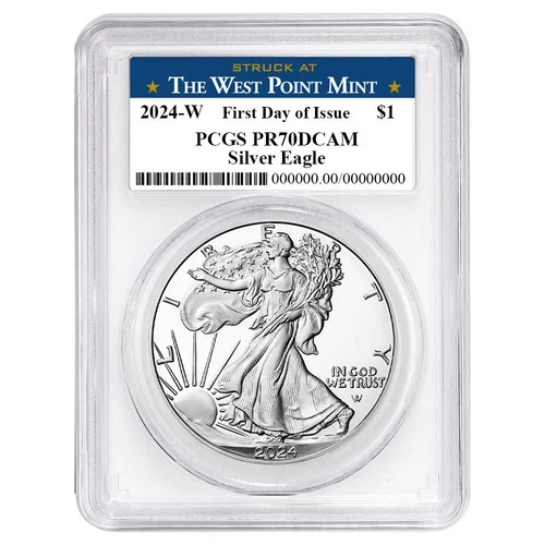 2024-W Proof $1 American Silver Eagle PCGS PR70DCAM FDOI West Point Label White