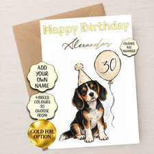 Beagle Dog Birhtday Card-Gold Foiled-4 Breed Colours-A5-Photo print-Personalised