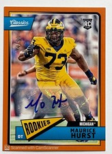 2018 Panini Classics Rookies Maurice Hurst #236 Rookie Orange Auto RC 3/25