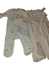  2 Carters girls 6 months sleep and play zip up footed pjs