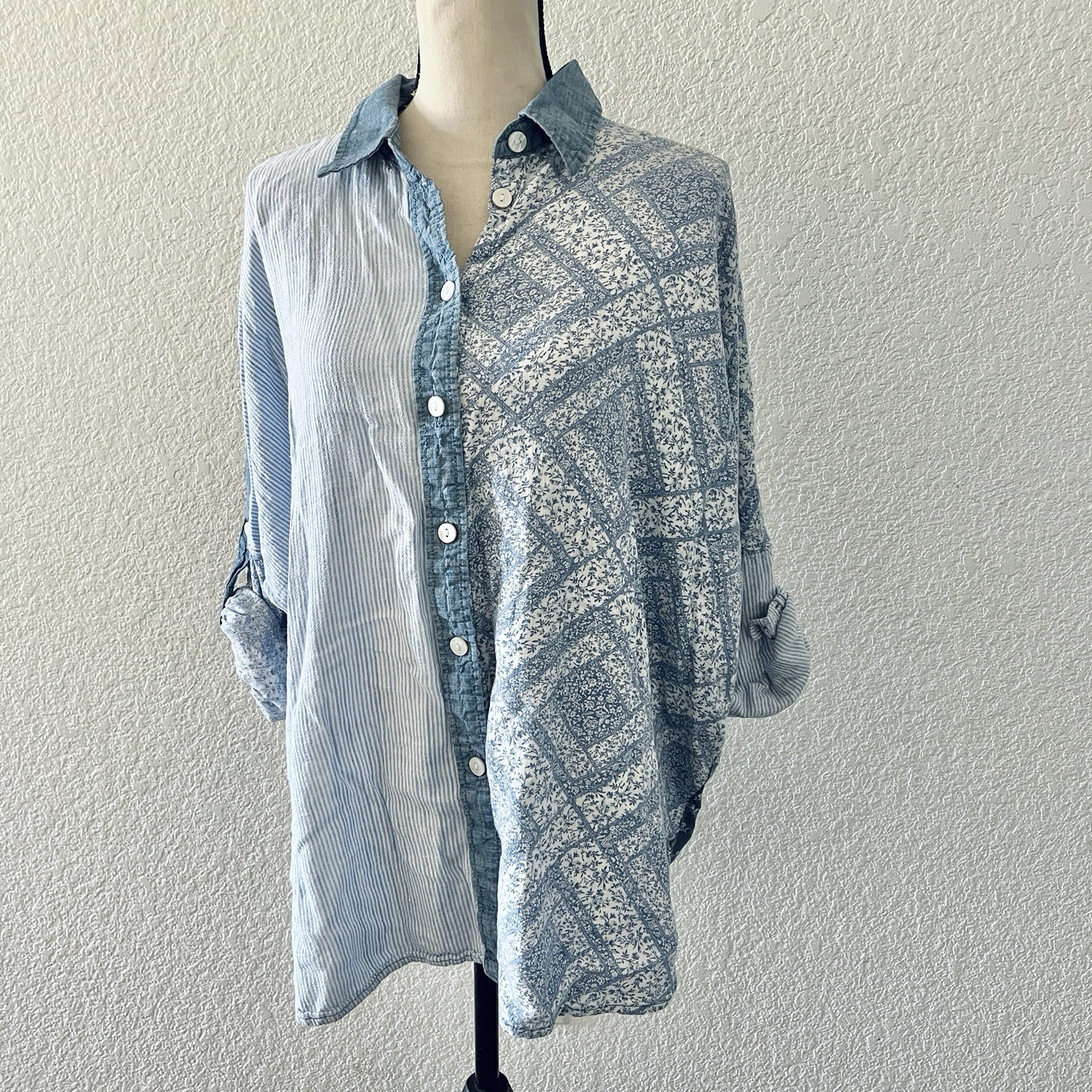 American Eagle Size XS Oversized Patchwork Denim … - image 3