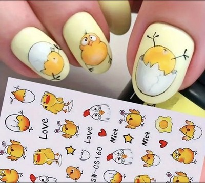 Nail Art Sticker CARTOON OSTERN HUHN UND EI LUSTIG SW-CS160.
