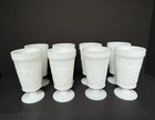 Set of 8 Vintage Anchor Hocking Goblets Harvest Grape Vine Milk Glass