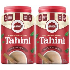 2 Pack 1 Pound Baron's Kosher 100 Pure Ground Sesame Tahini 16-ounce Jars-NEW
