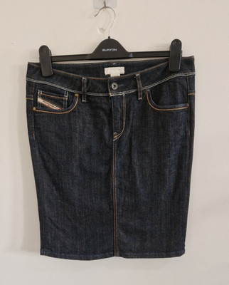 Diesel blau Denim Bleistiftrock Größe 30 UK 12-14 dunkle Waschung Freizeitrock Damen 
