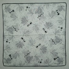 CHRISTIAN DIOR Flower Art White Cotton Mini Scarf Pocket Square 18" X 17.5" R504