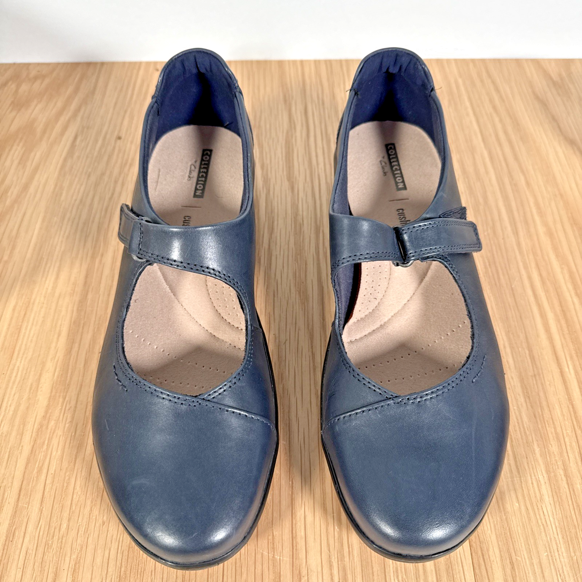 Clarks Hope Henley Navy Blue Leather Mary Jane Shoes UK D EU 42