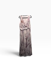 Stunning Lon Pink Dress With Florals Size Large