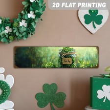 2D Retro St. Patrick's Day Lucky Metal Wall Sign Shamrock Decor for Office Pub