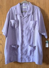 Cubavera Men s Linen SS 4-Pocket Guayabera Shirt Lilac Latin Cuban Miami 2X NWT