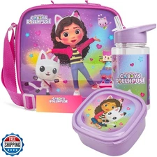 Get Trend Gabby's Dollhouse Kids Lunch Bag Set 3 Pc with Leak Proof Water Bot
