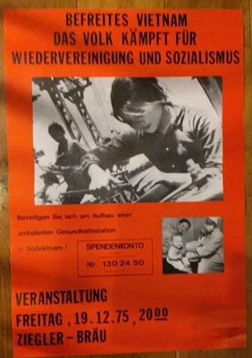 APO-Plakat Vietnam Solidarität, 1975, 59 x 41 cm, Indochina-Komitee Heidelberg - Bild 1 von 2