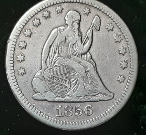 Pre-Civil War Silver Seated Liberty 1856 - O Quarter 25C One Coin - Picture 3 of 5
