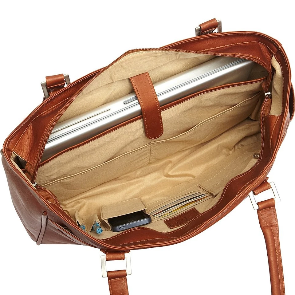 Bolsa tote feminina para laptop com bolsos, preta, tamanho único - Imagem 2 de 4