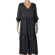 Madewell Georgette V-Neck Tiered Midi Dress Enchanted Floral Size XXS