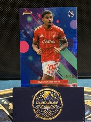 Morgan Gibbs - White - 2026 Topps Finest Premier League Blue Refractor /200 Forest