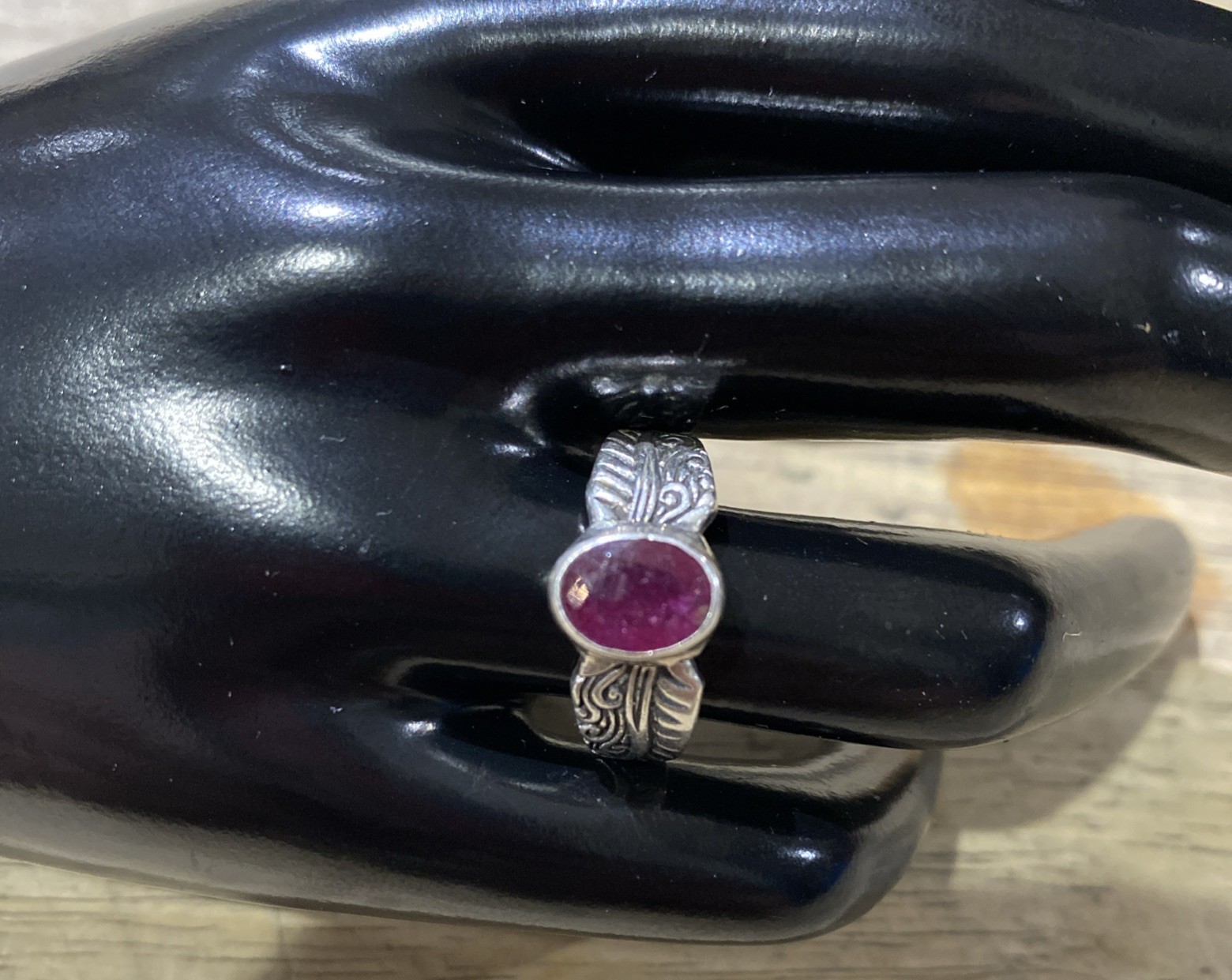 Ruby Ring, Silver Band - image 2