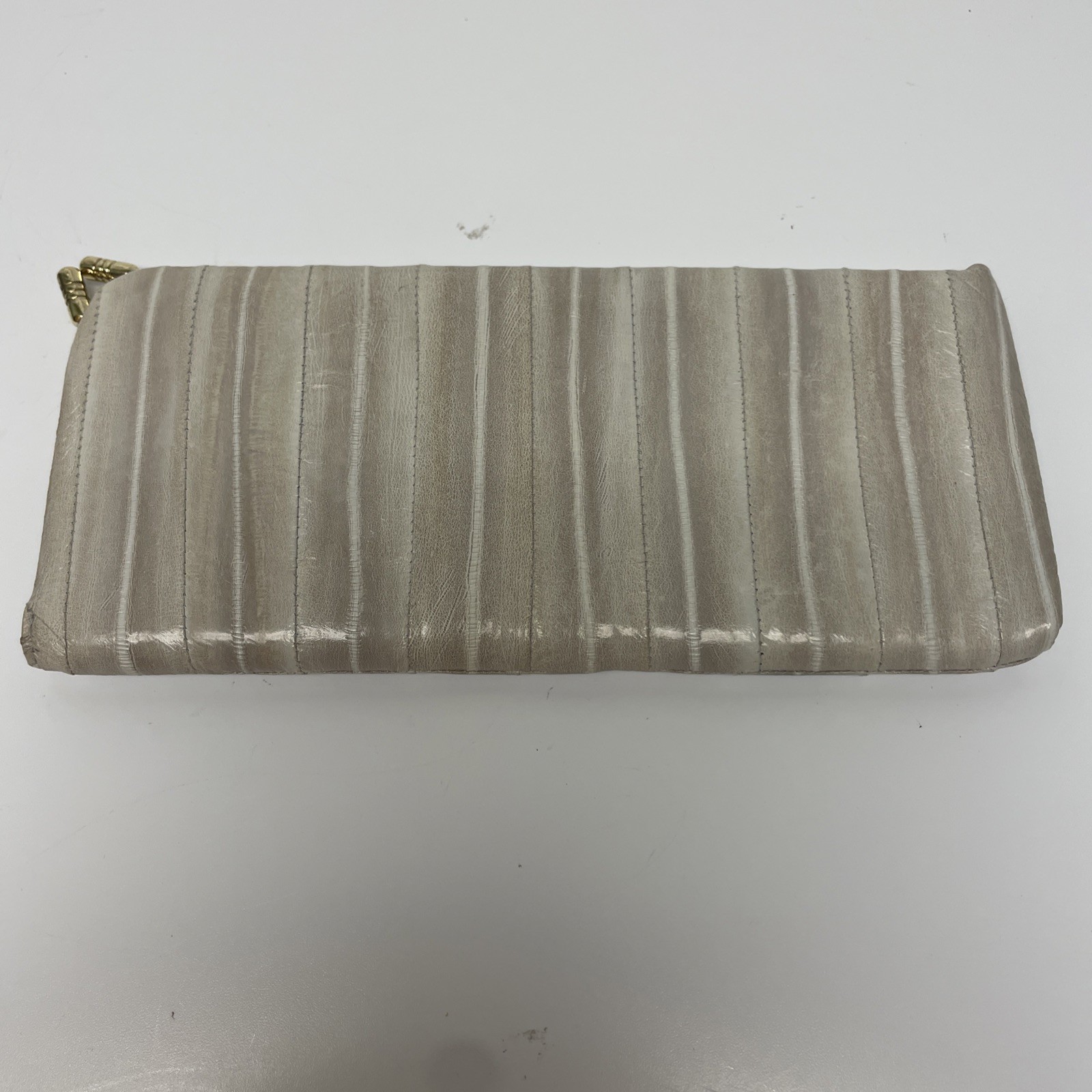 Cartera De Fiesta De Piel De Anguila Beige De Corea - 7.5" x 3.25"