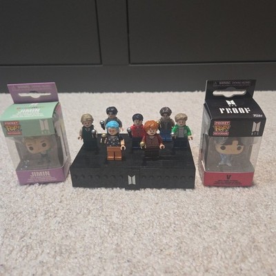 LEGO BTS Dynamite Minifigures Full Set With Rotating Stage + Jimin & V Funko Pop
