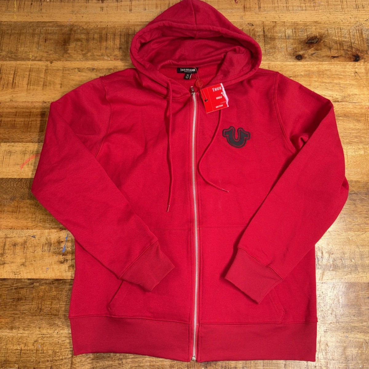True Religion Red Core Zip Up Hoodie X-Large Mens New with Tags