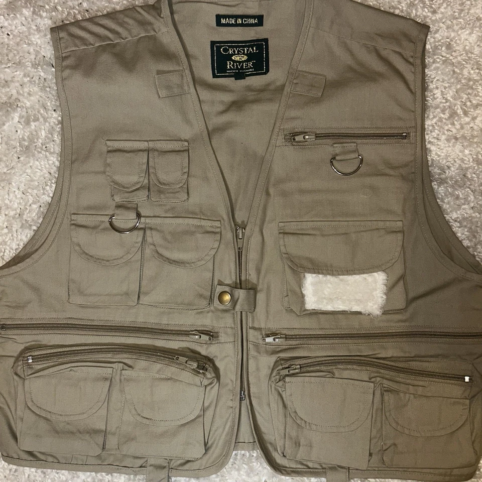 CRYSTAL RIVER FISHING VEST KHAKI CANVAS Men’s Size Medium GUC-c - Image 4 of 4