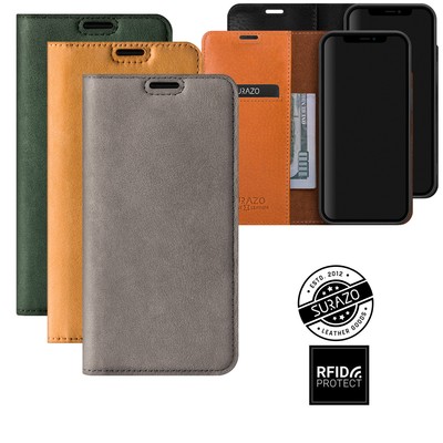 SURAZO  RFID Schutz SMART MAGNET Echtes Ledertasche Handy Hülle Case Etui Flip