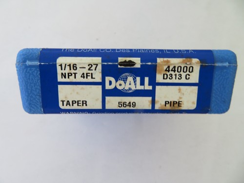 1 pcs HANSON WHITNEY DOALL 1/16-27 HSS NPT Taper Pipe Tap TiN Coat 4 Flutes USA - Picture 2 of 2