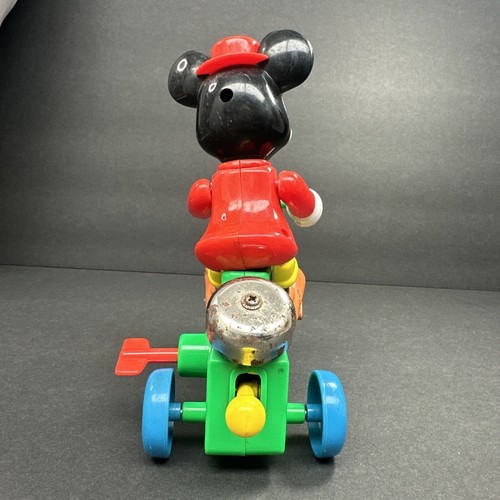 Illco Vintage Key Wind-up Mickey Mouse Riding Green Plastic Tri-Cycle - Used - Picture 5 of 11