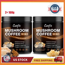 10-IN-1 Mushroom Coffee Powder 5.64OZ - Immunity Brain Booster,Antioxidant
